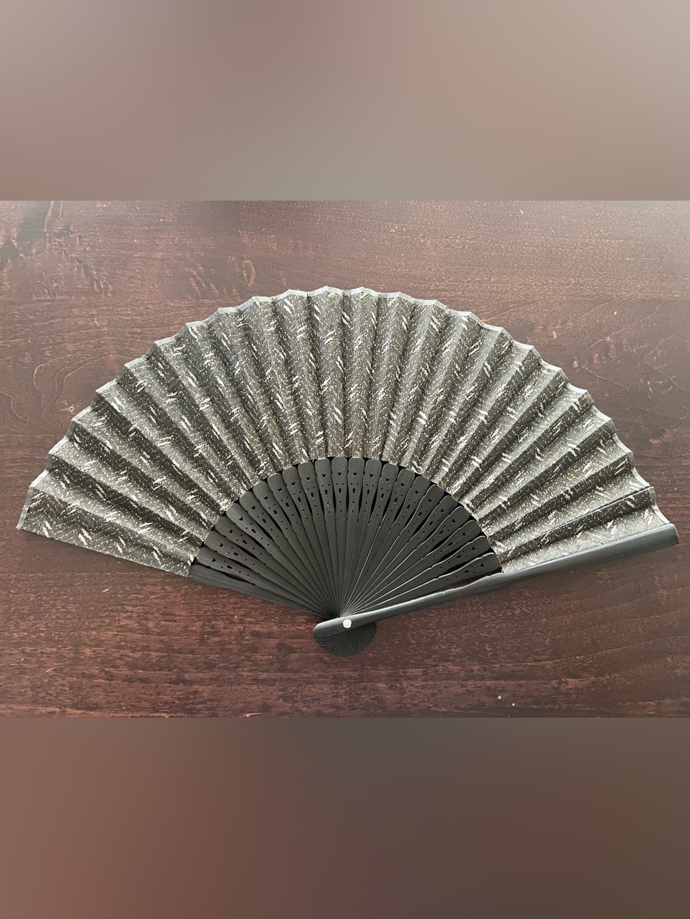 Japanese Black x Grey Textile Folding Hand Fan